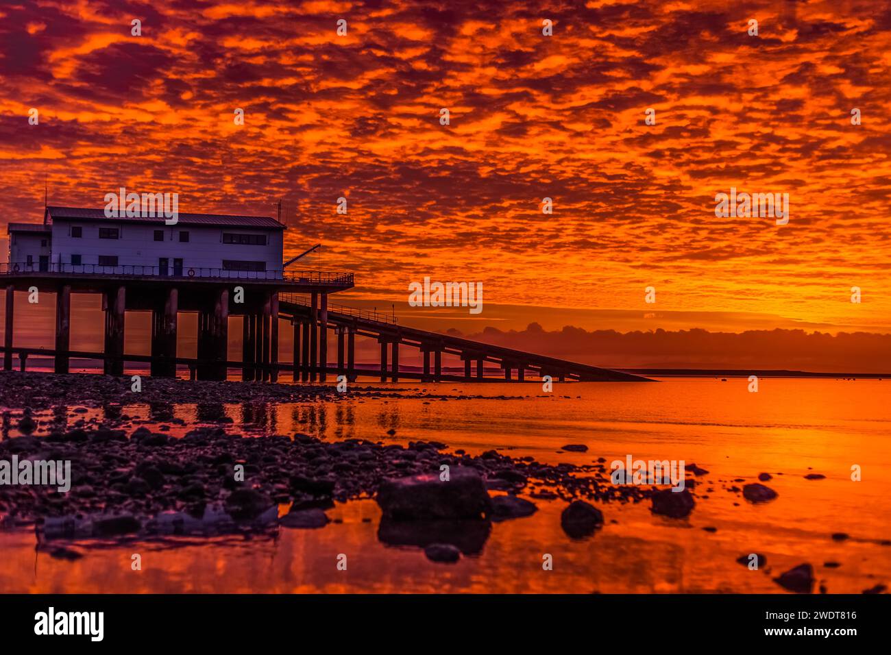 Lever du soleil de Roa Island, Rampside, Cumbrian Coast, Cumbria, Angleterre, Royaume-Uni, Europe Banque D'Images