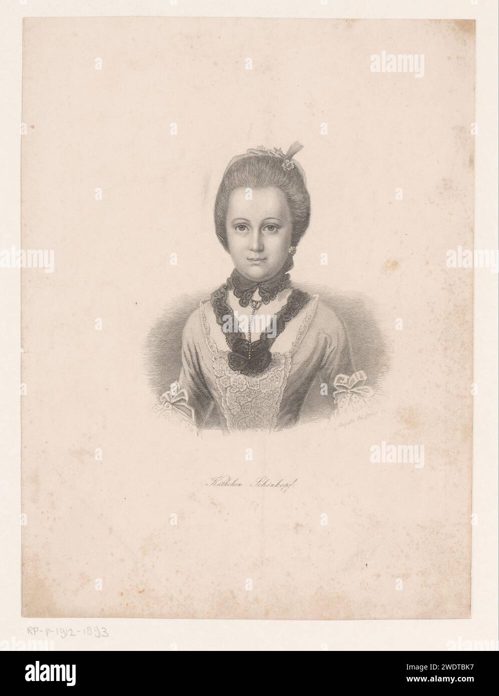 Portrait van Käthchen Schönkopf, Auguste Hüssener, 1799 - 1877 papier gravure de personnages historiques Banque D'Images