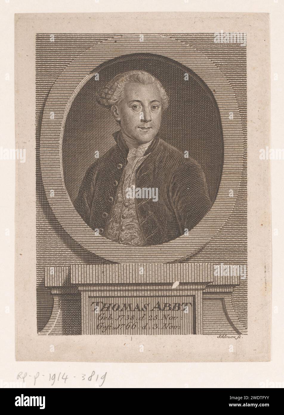 PortraT van Thomas Abbt, Johann David Schleuen (I), 1766 - 1771 gravure sur papier de personnages historiques Banque D'Images