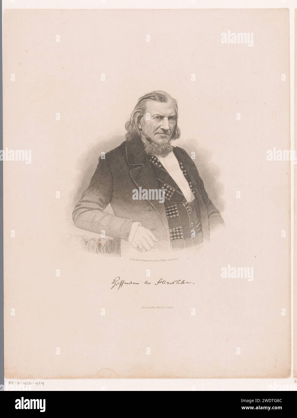 PortraT van August Heinrich Hoffmann von Fallersleben, August Weger, après Anonymous, 1849 - 1892 print Leipzig papier gravure sur acier personnages historiques Banque D'Images