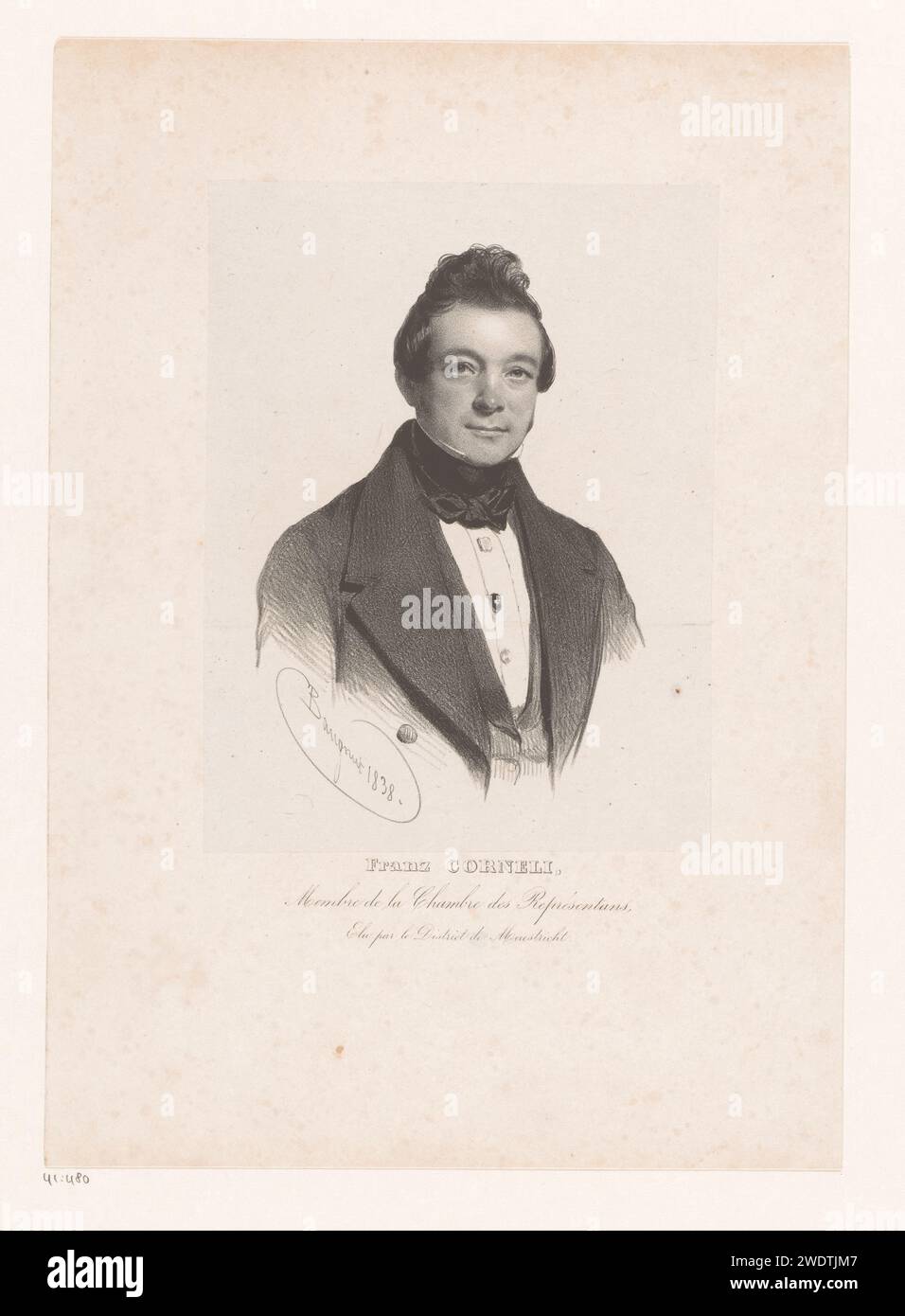 Portrait de Franz Corneli, Charles Baugniet, papier imprimé 1838. personnages historiques. homme adulte Banque D'Images
