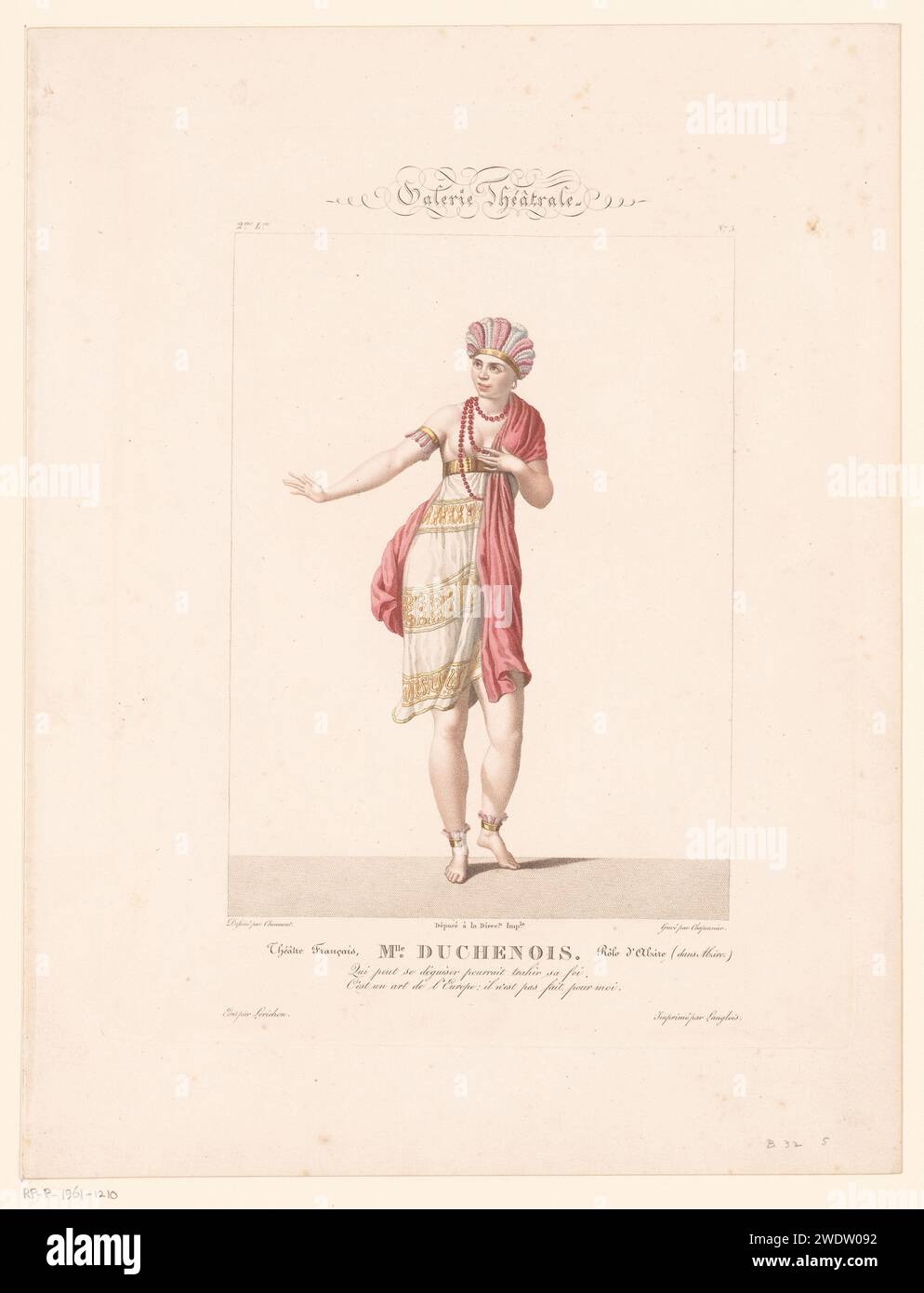 Portrait de Mme Duchenois dans le rôle d'Alzire, Alexandre Chaponnier, d'après Chaumont, 1812 - 1834 tirage numéroté en haut à droite : n° 5. Imprimeur : Franceprinter : FranceFranceFrancePublisher : Paris portrait papier d'artiste (danseur, acteur, etc.). personnages historiques Banque D'Images