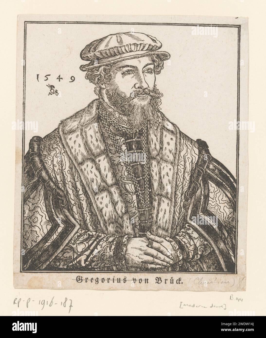 Portret van Christian Pontanus Anonyme, Lucas Cranach (2), 1549 papier imprimé personnes historiques Banque D'Images