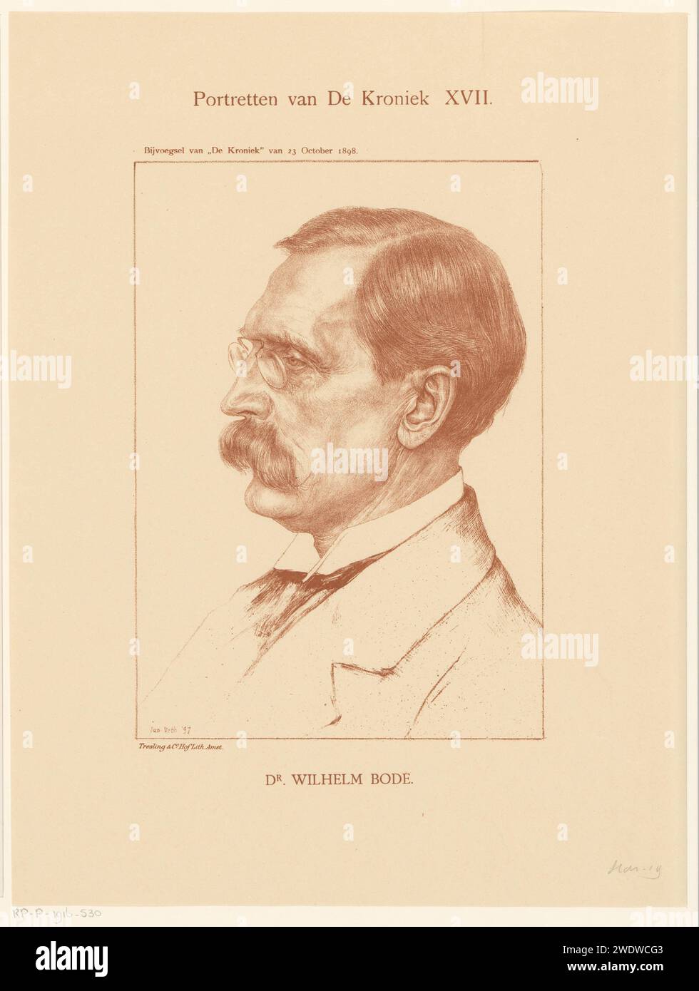 Portrait de Wilhelm von Bode, Jan Veth, 1898 estampe Amsterdam paper Historical persons Banque D'Images