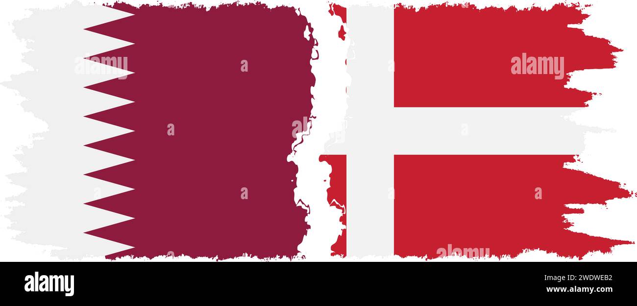 Danemark et Qatar grunge drapeaux connexion, vecteur Illustration de Vecteur