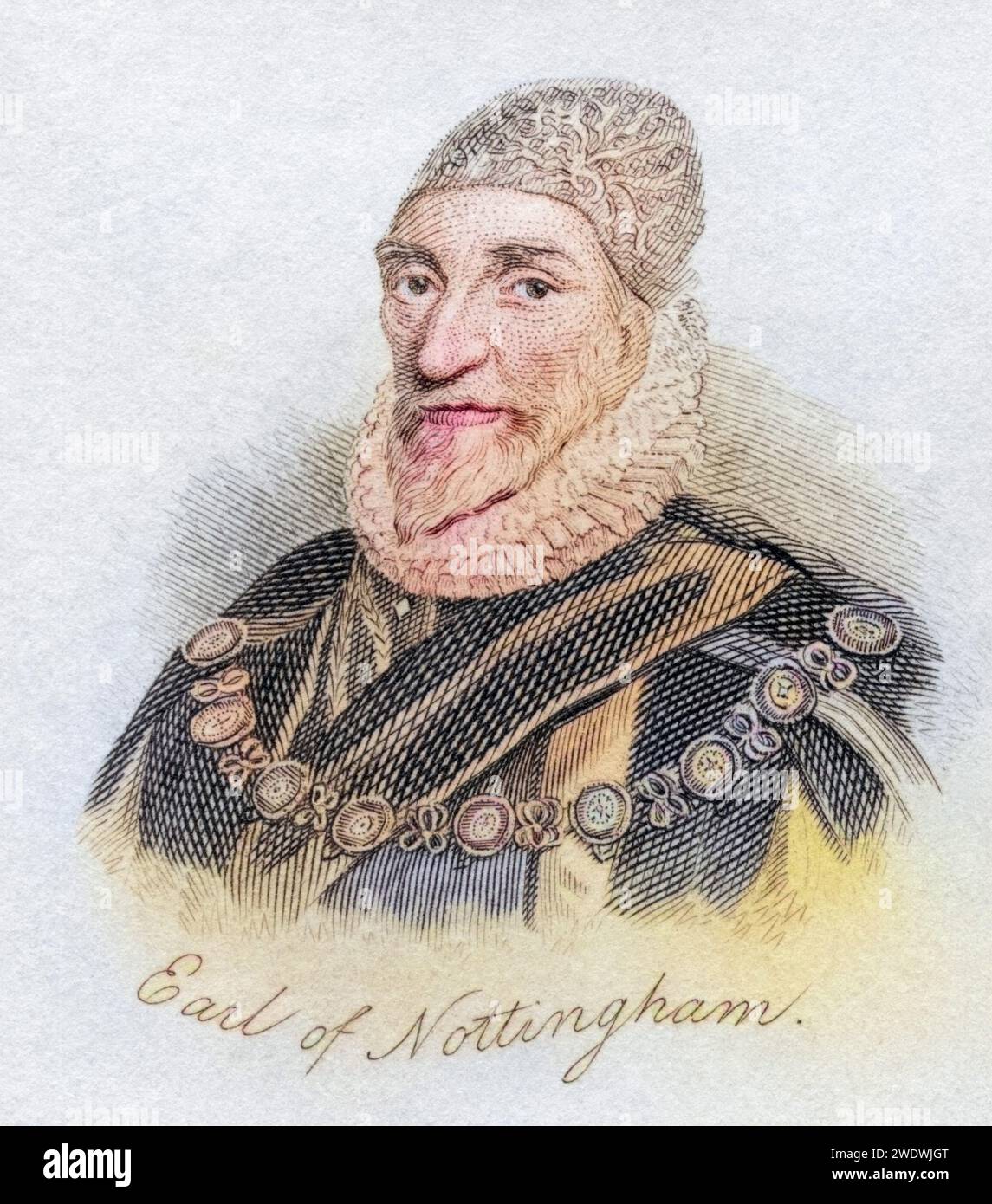 Charles Howard 1. Comte de Nottingham alias 2. Baron Howard d'Effingham 1536 - 1624. Lord Englischer High Admiral. Extrait du livre Crabbs Historical Dictionary publié en 1825., Historisch, digital restaurierte Reproduktion von einer Vorlage aus dem 19. Jahrhundert, Date d'enregistrement non indiquée Banque D'Images