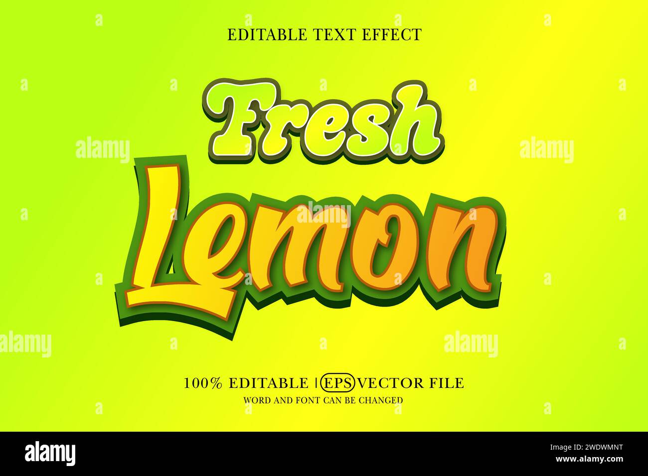 Style de modèle d'effet de texte modifiable 3D avec des citrons frais Illustration de Vecteur