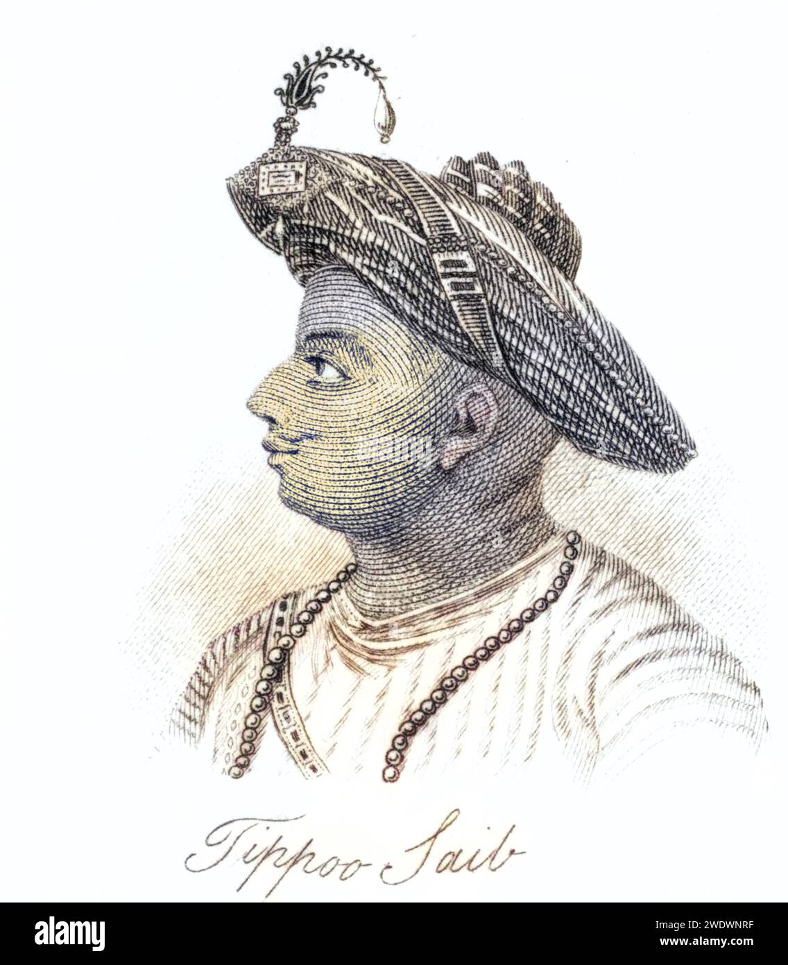 Tippoo-SAIB, 1749-1799. Indischer Herrscher et Sultan von Mysore. Sohn von Haider-Ali, Historisch, digital restaurierte Reproduktion von einer Vorlage aus dem 19. Jahrhundert, Date d'enregistrement non indiquée Banque D'Images