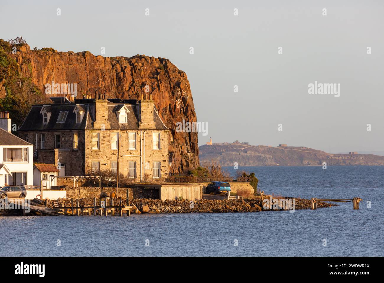La chambre avec un restaurant avec vue à Hawcriag point près d'Aberdour, Fife, Écosse Banque D'Images