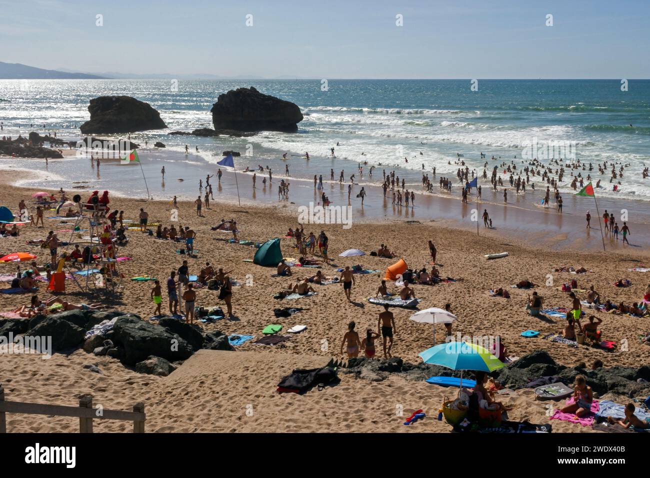 Activités de vacances sur la plage de Milady. Biarritz, Pyrénées-Atlantiques, France Banque D'Images