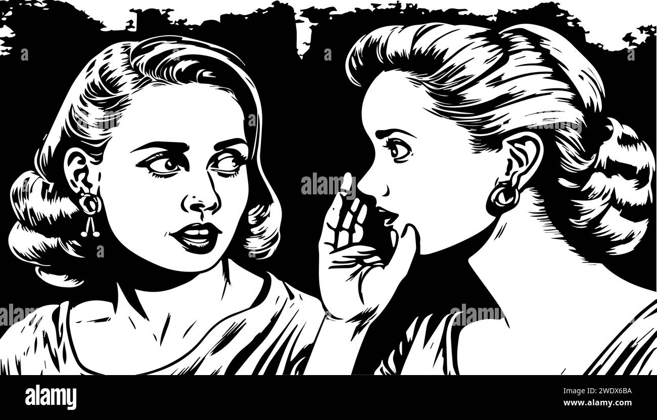 Deux femmes se chuchotant l'une à l'autre Illustration de Vecteur