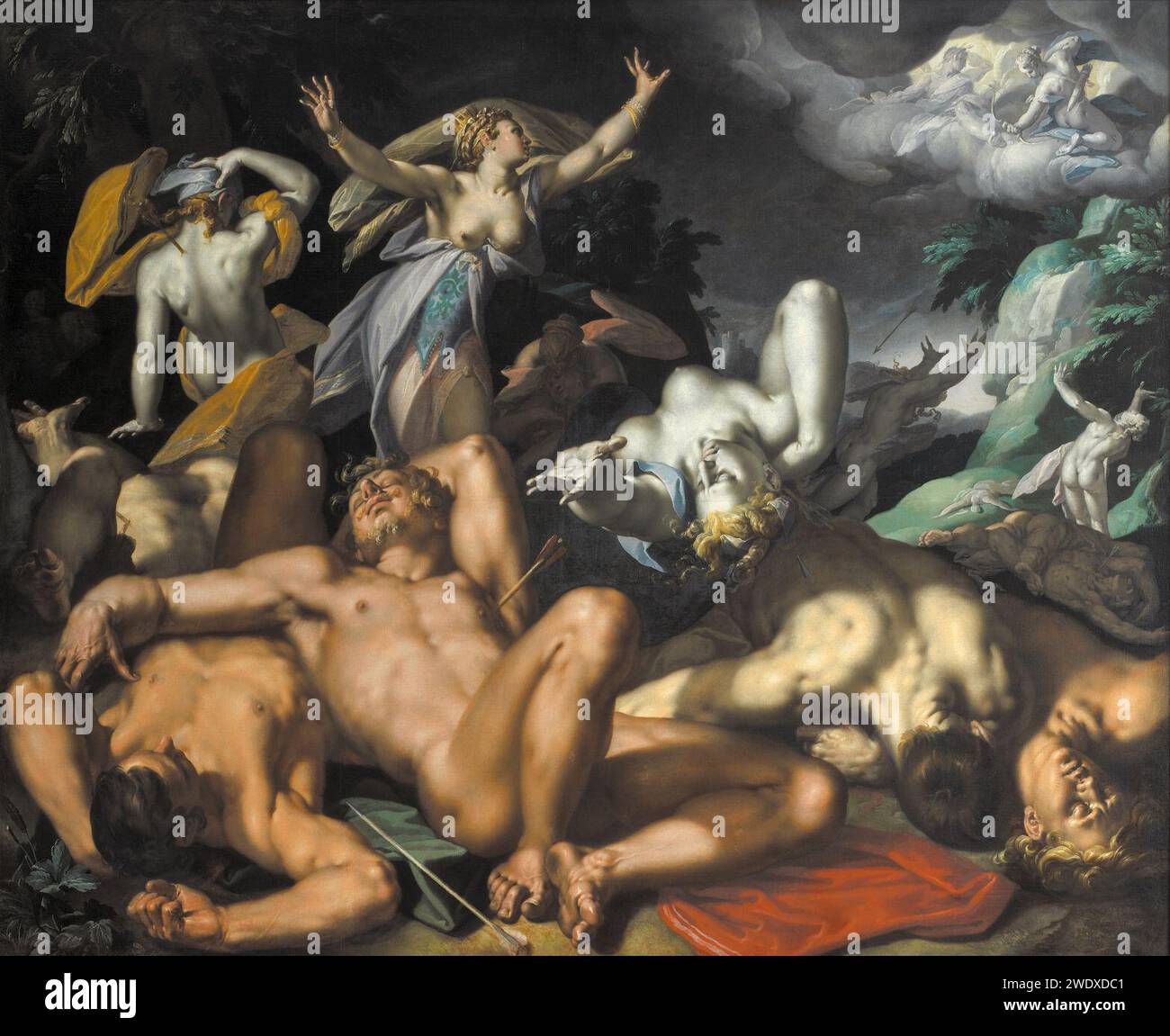 Abraham Blomaert, Apollon og Diana straffer Niobe ved at dræbe Hendes børn Banque D'Images