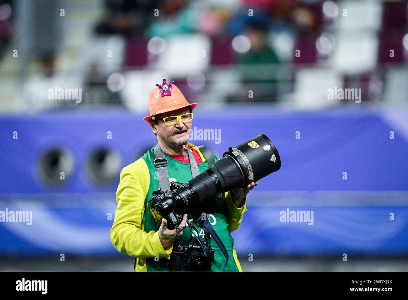 Doha, Qatar, 22 janvier 2024, AFC Asian Cup Qatar 2023 Groupe A - Chine 0:1 Qatar, avec un but de Hasaan Al Heidos assisté d'Akram Afif, Qatar a battu la Chine par la plus étroite des marges pour décrocher la première place dans le Groupe A, la Chine éliminée. Crédit : Runbang Zhu/Alamy Live News Banque D'Images