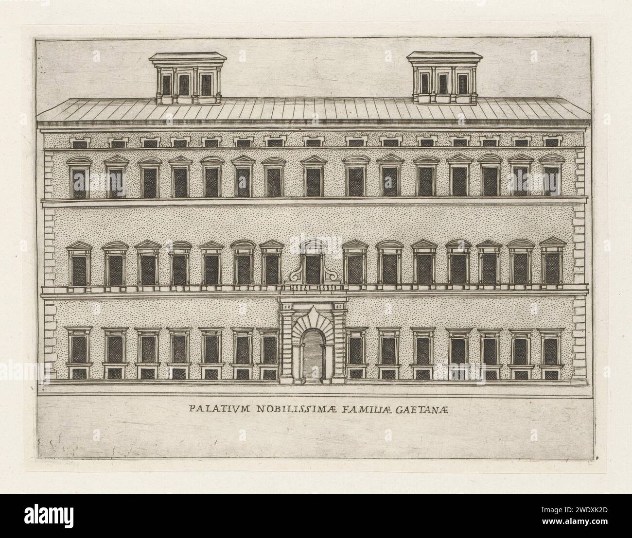 Façade van Palazzo caetani te rome, giacomo lauro, d'après bartolomeo amnati, 1638 estampe l'estampe fait partie d'un album. Imprimeur : Italyafter design by : Romepublisher : RomeVaticaanstad paper washing Palace. Façade (de maison ou de bâtiment) Palazzo Caetani Banque D'Images