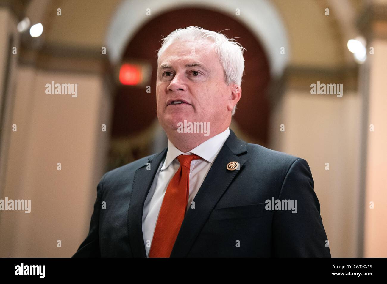 Washington, États-Unis. 18 janvier 2024. ÉTATS-UNIS - 18 JANVIER : James Comer, R-Ky., est vu dans le Capitole des États-Unis après que la Chambre a voté pour maintenir le financement du gouvernement jusqu'en mars, le jeudi 18 janvier 2024. (Tom Williams/CQ Roll Call/Sipa USA) crédit : SIPA US/Alamy Live News Banque D'Images