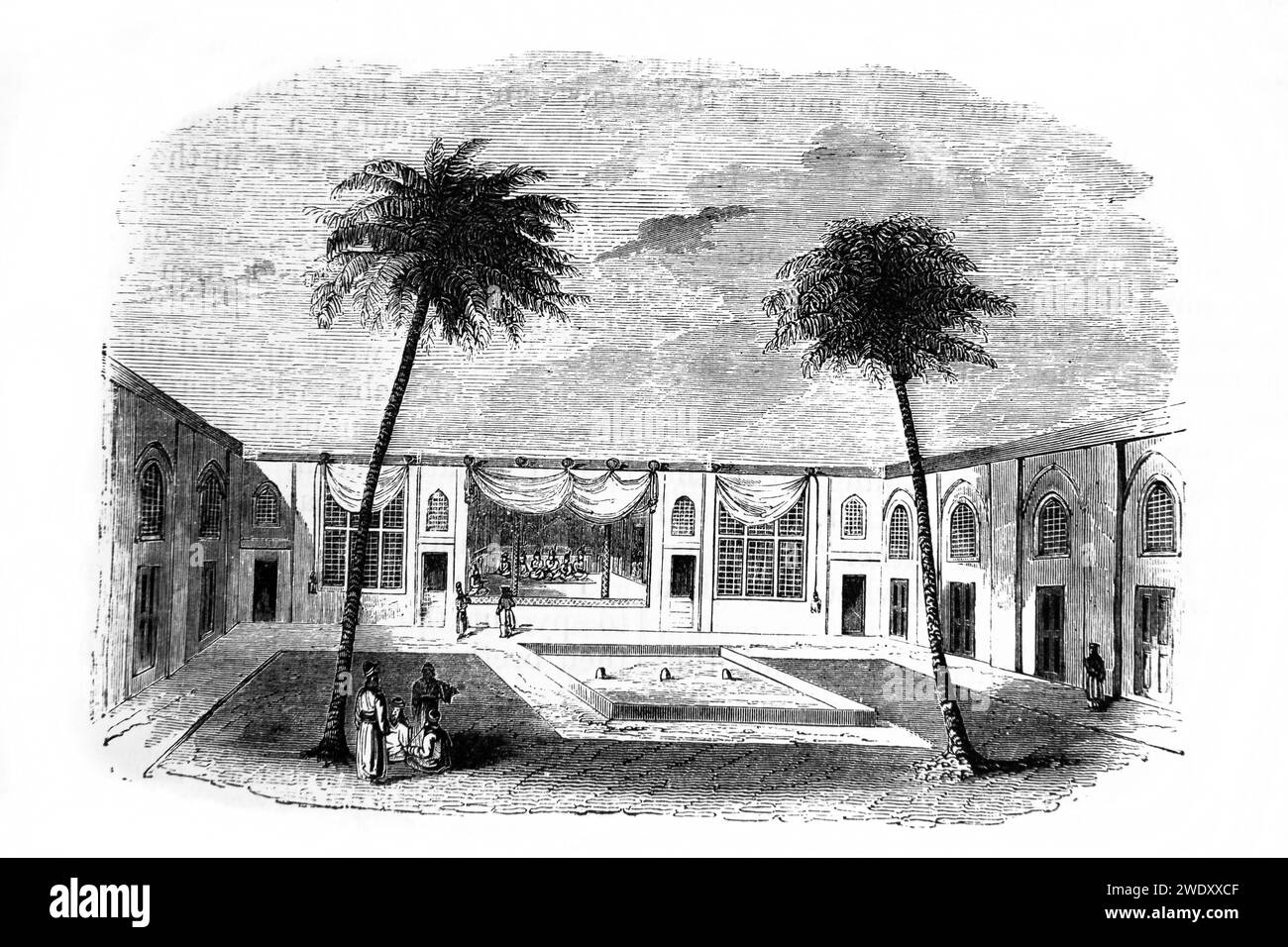 Illustration du palais de l'envoyé britannique à Téhéran Iran tirée de la Bible illustrée de la famille Banque D'Images