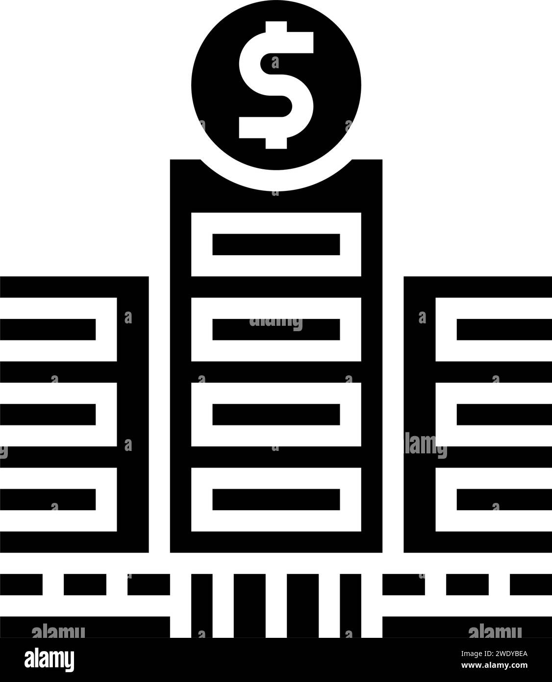 illustration vectorielle d'icône de glyphe de bâtiment de banque de gratte-ciel Illustration de Vecteur