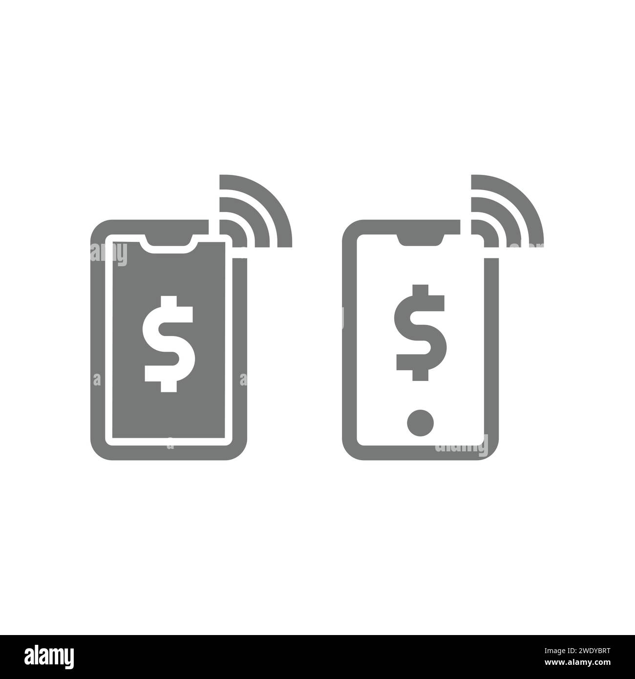 Icône de vecteur de paiement smartphone. Symbole des services bancaires en ligne par téléphone. Illustration de Vecteur