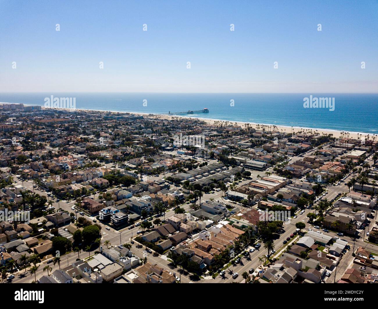 Vue aérienne de Huntington Beach, Orange County, Californie USA Banque D'Images