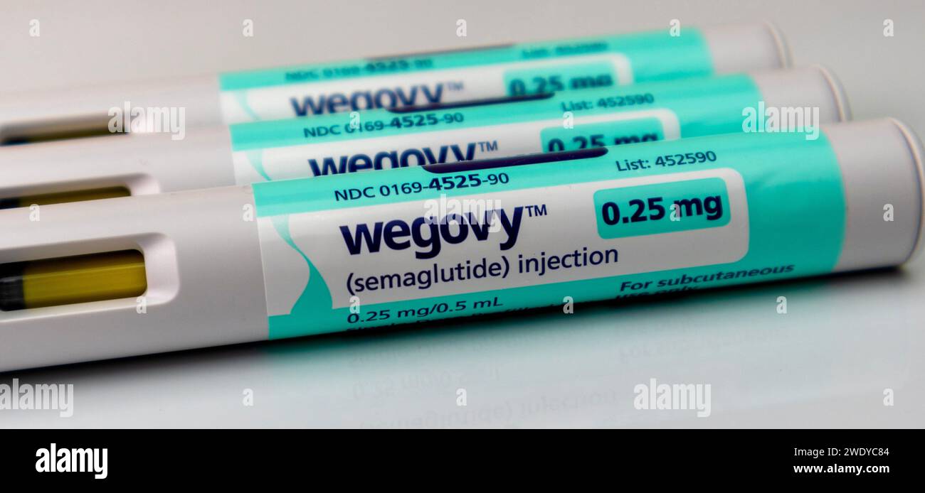 les stylos d'injection de semaglutide wegovy se rapprochent Banque D'Images