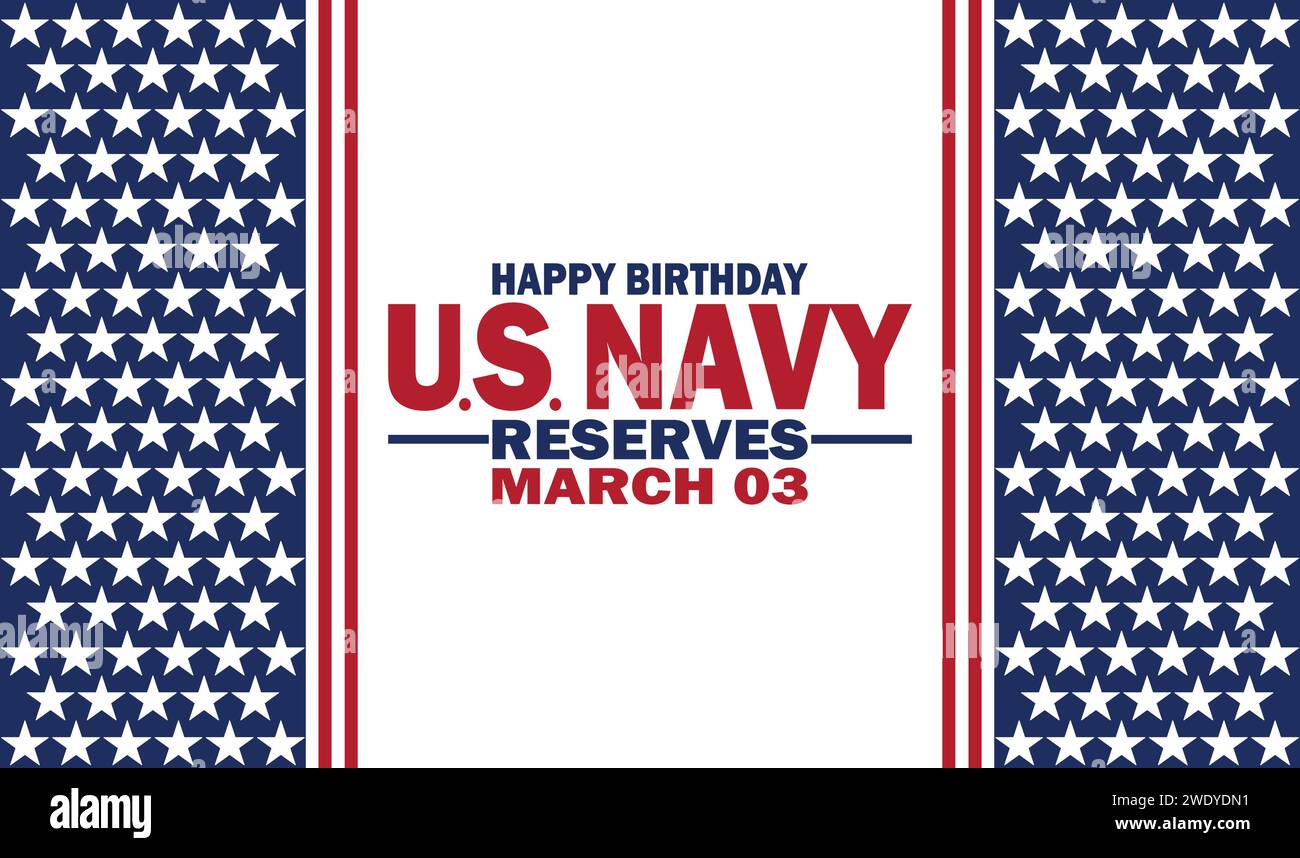 Joyeux anniversaire US Navy Reserves Vector Illustration. Mars 03. Convient pour carte de voeux, affiche et bannière. Illustration de Vecteur
