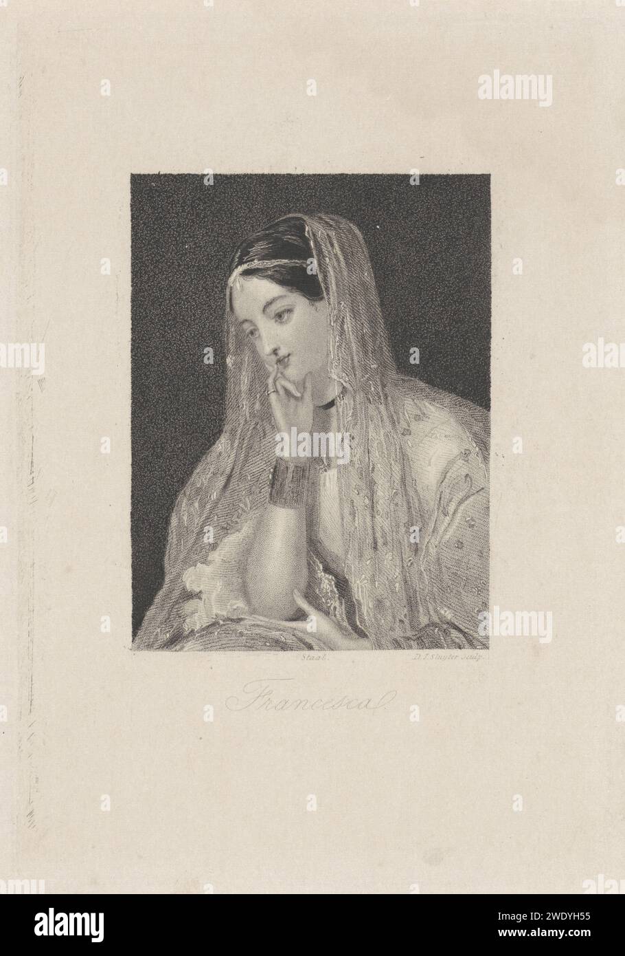 Peeling jeune femme avec voile, Dirk Jurriaan Sluyter, 1826 - 1886 imprimer Amsterdam voile en papier (+ dentelle utilisée pour les vêtements) Banque D'Images
