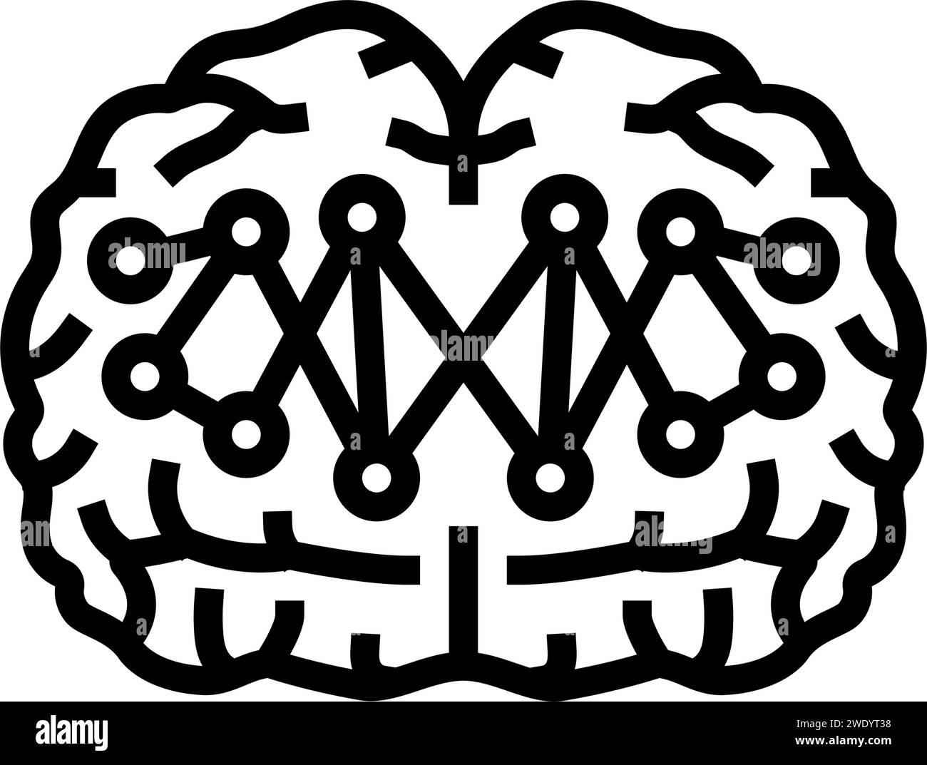 connectivité neuronale neuroscience neurologique illustration vectorielle d'icône de ligne Illustration de Vecteur