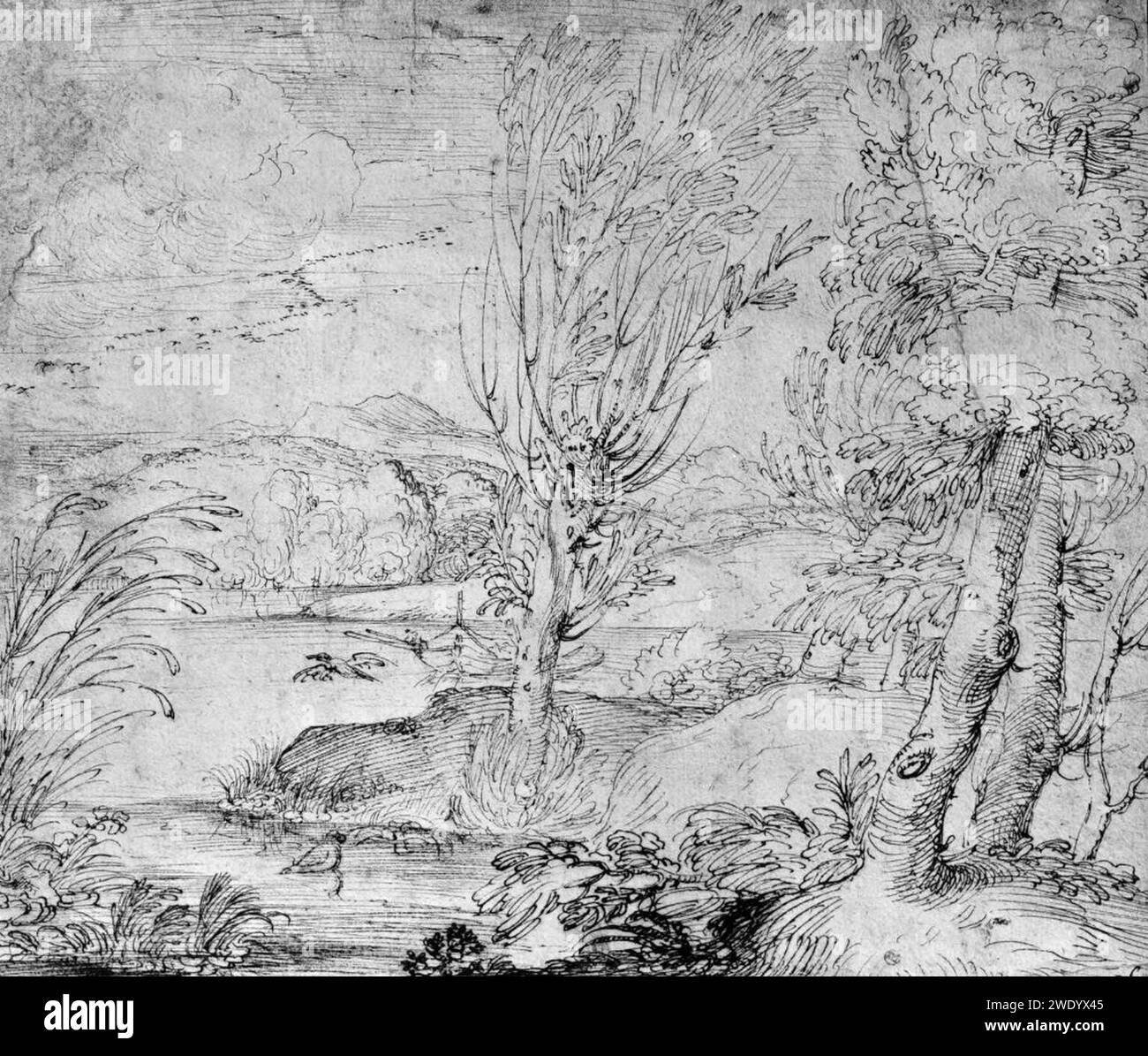 Agostino Carracci - Paysage Banque D'Images