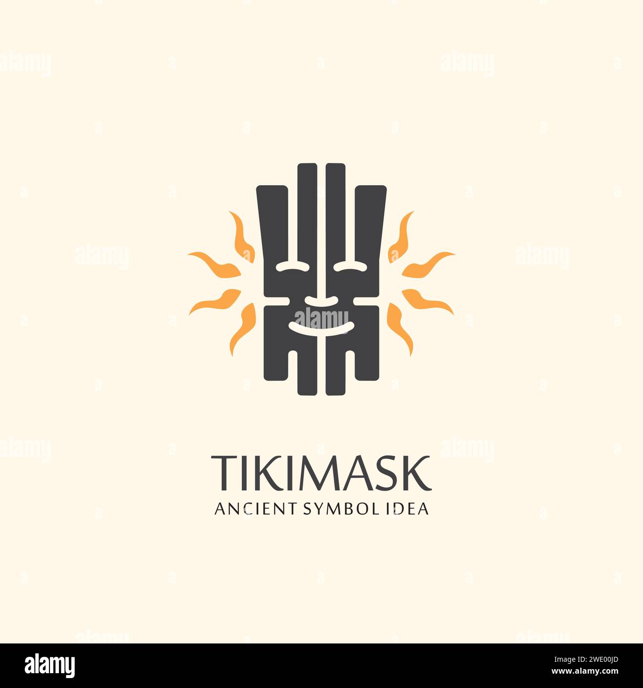 Idée de conception de logo de masque Tiki parfaite pour bar de plage, station tropicale ou boutique de souvenirs. Concept de symbole vectoriel ancien. Illustration de Vecteur