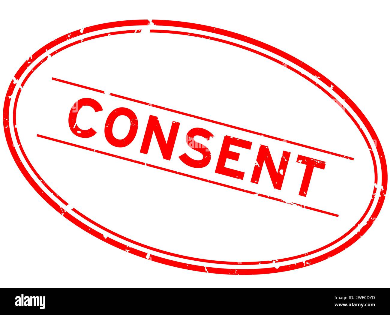 Mot de consentement rouge grunge sceau ovale en caoutchouc sur fond blanc Illustration de Vecteur