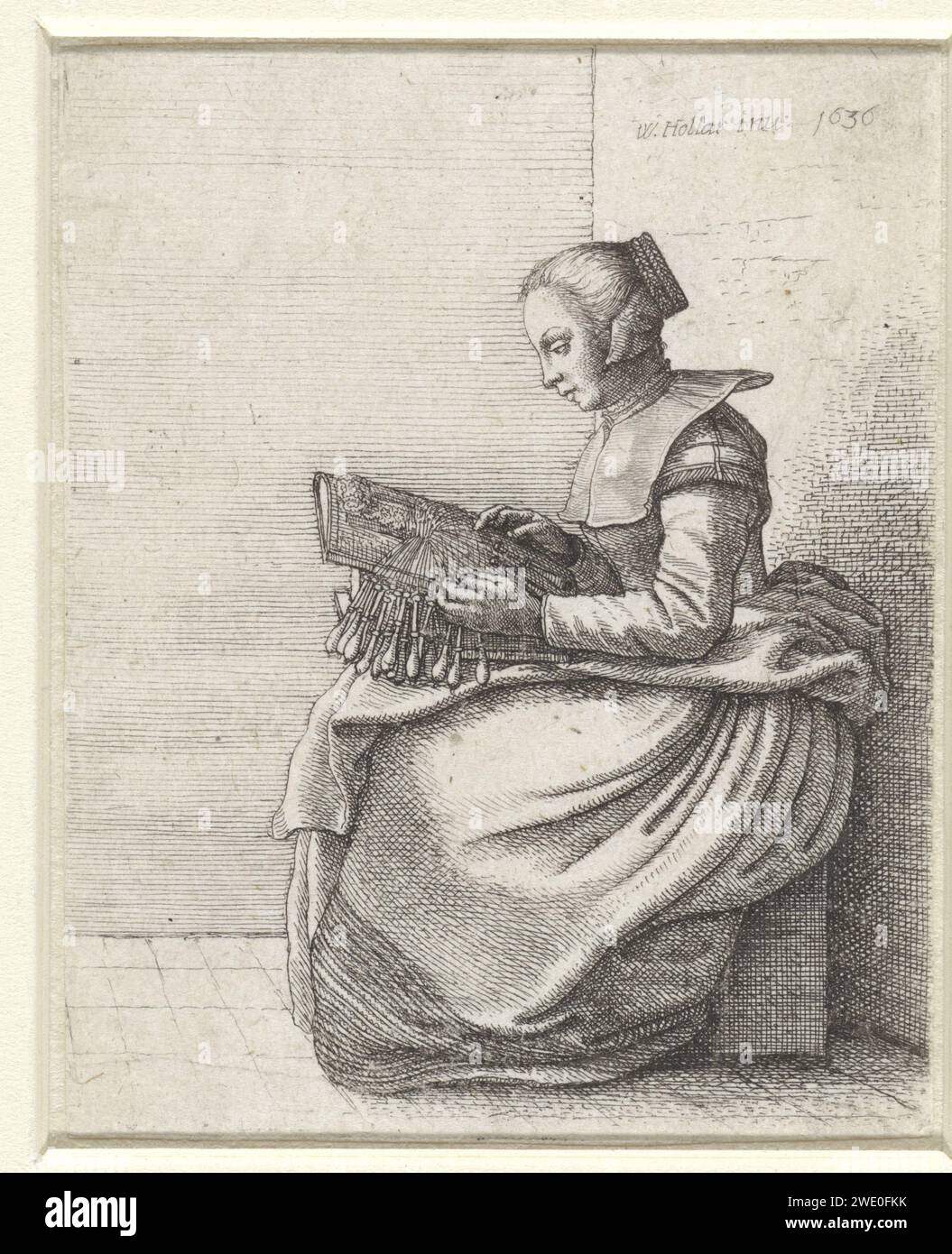 CANTERWSter, Wenceslaus Hollar, 1636 imprimer Allemagne gravure papier dentelle Banque D'Images