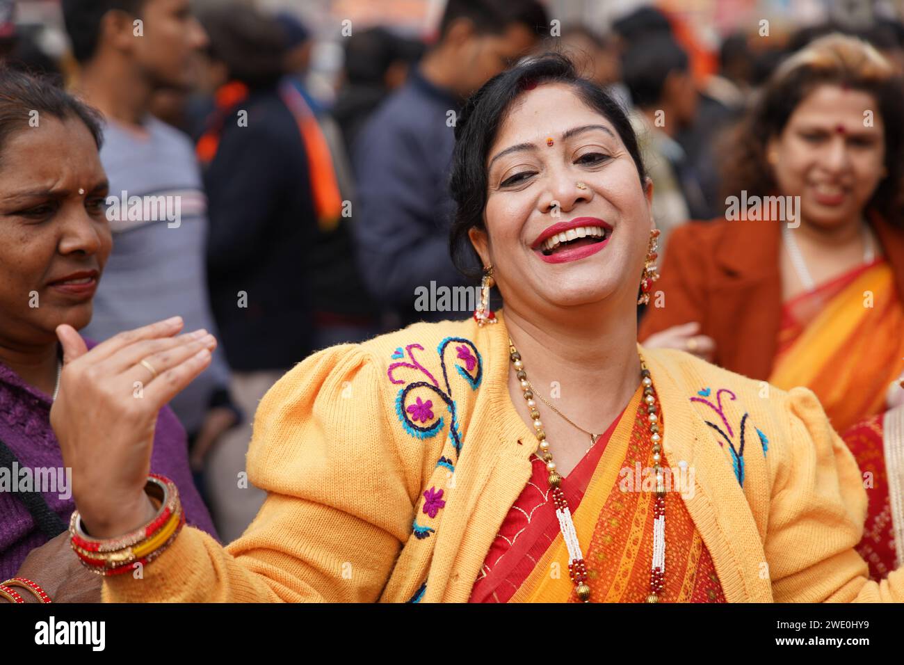 Kolkata, Bengale occidental, Inde. 22 janvier 2024. Dans un éclat de couleurs et de festivités 