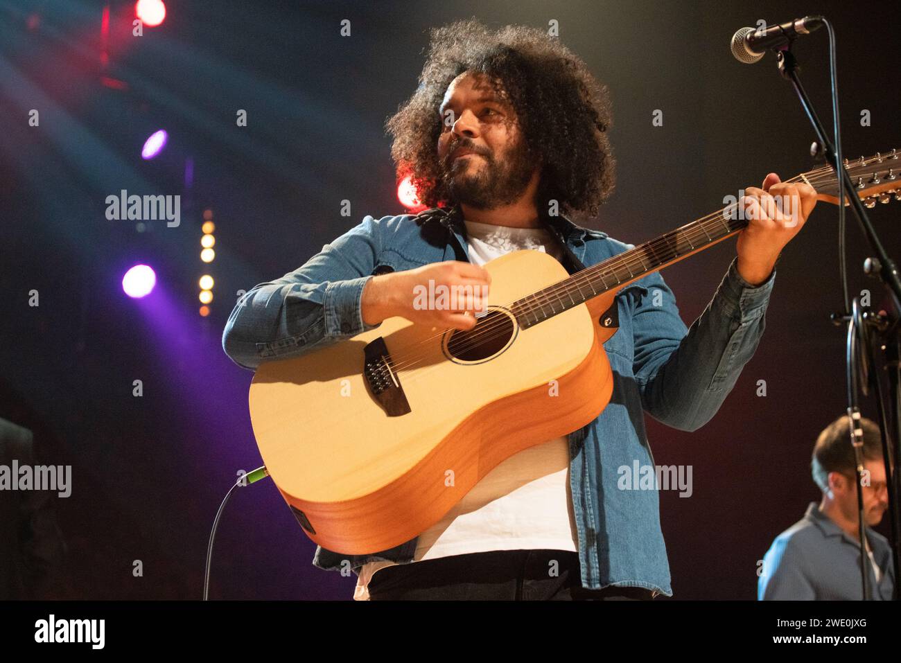 Glasgow Écosse. 21 janvier 2024. Brownbear, alias Mathew Hickman, musicien écossais, s'est produit à la salle de concert de Glasgow à Roaming Roots Revue, Celtic Connections 2024. Photo Pauline Keightley/Alamy crédit : Pauline Keightley/Alamy Live News Banque D'Images