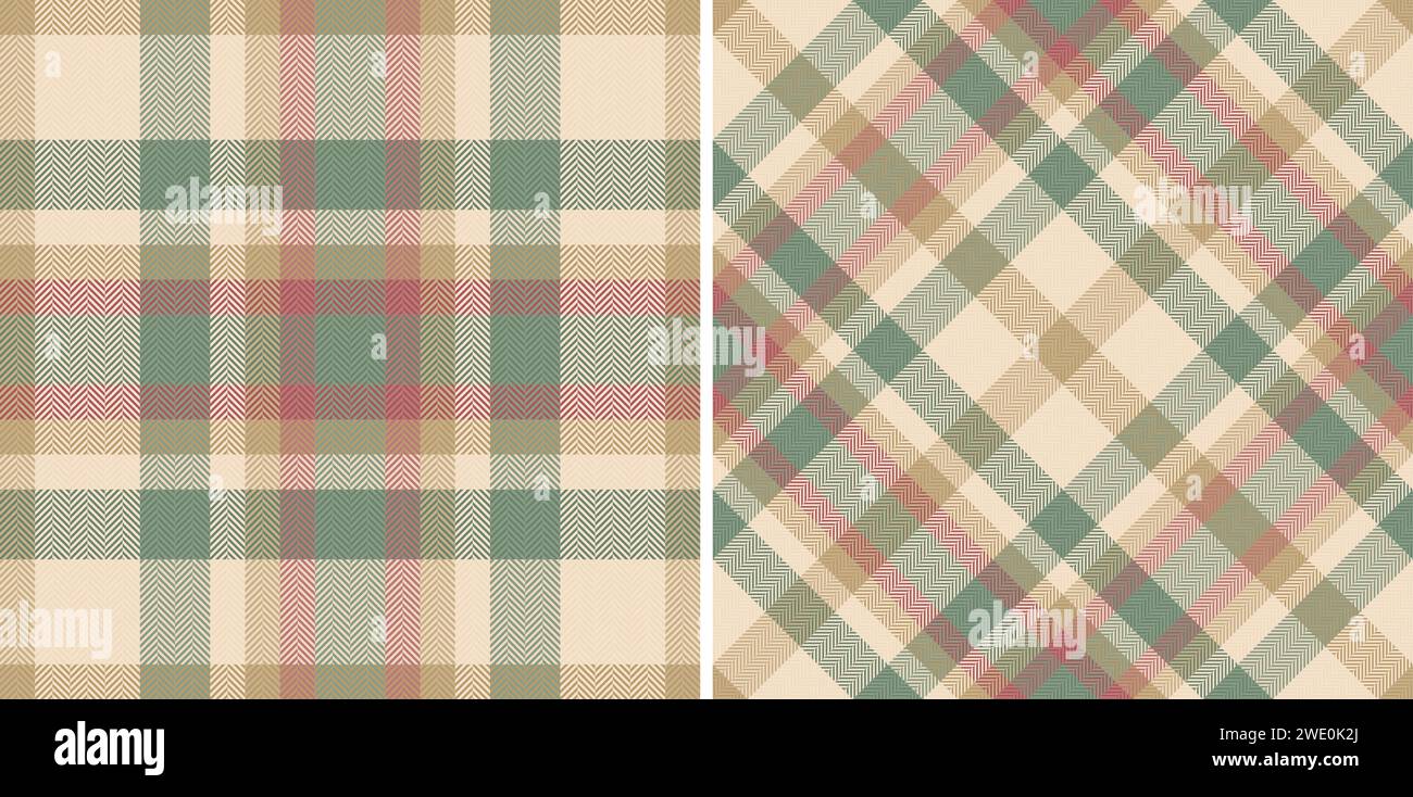 Fond de vecteur de motif de carreaux sans couture vérifier avec un tartan textile de texture de tissu. Ensemble dans des couleurs originales. Idées de tenues de chemise en flanelle. Illustration de Vecteur