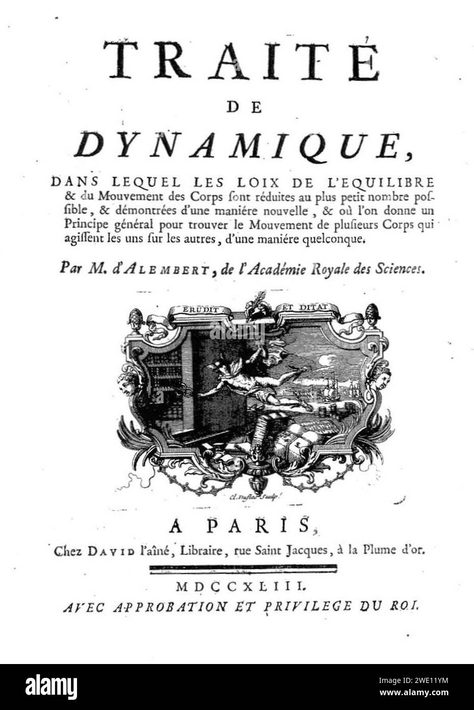 Alembert d' – Traité de dynamique, 1743 – BEIC 15685. Banque D'Images