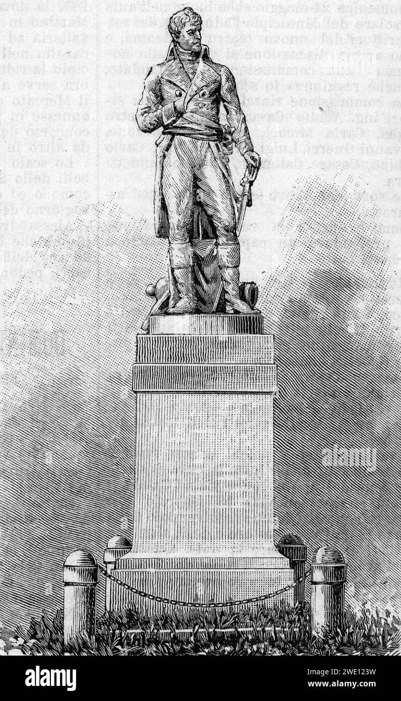 Alessandria – Monumento a Napoleone i a Marengo (xilografia). Banque D'Images