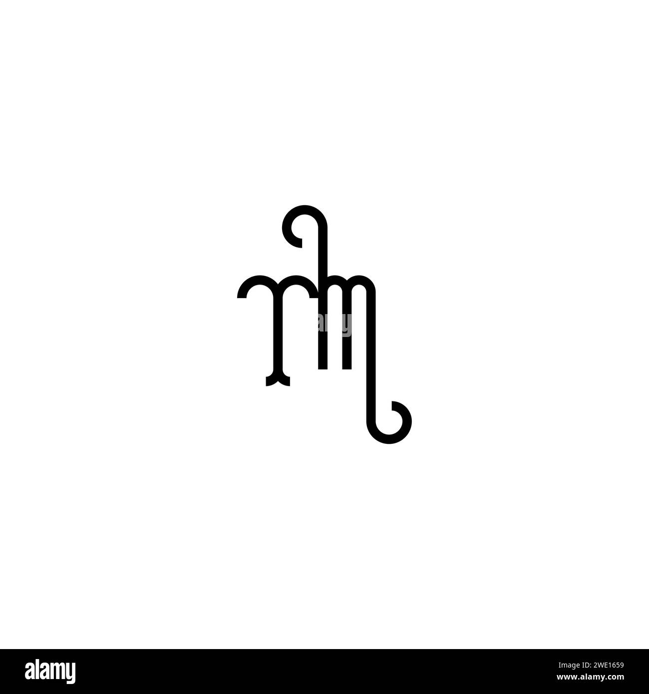 TM simple Curved concept initial logo design fond noir et blanc Illustration de Vecteur