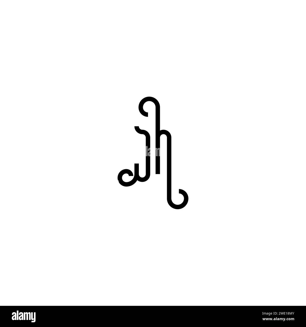 JN simple Curved concept initial logo design fond noir et blanc Illustration de Vecteur