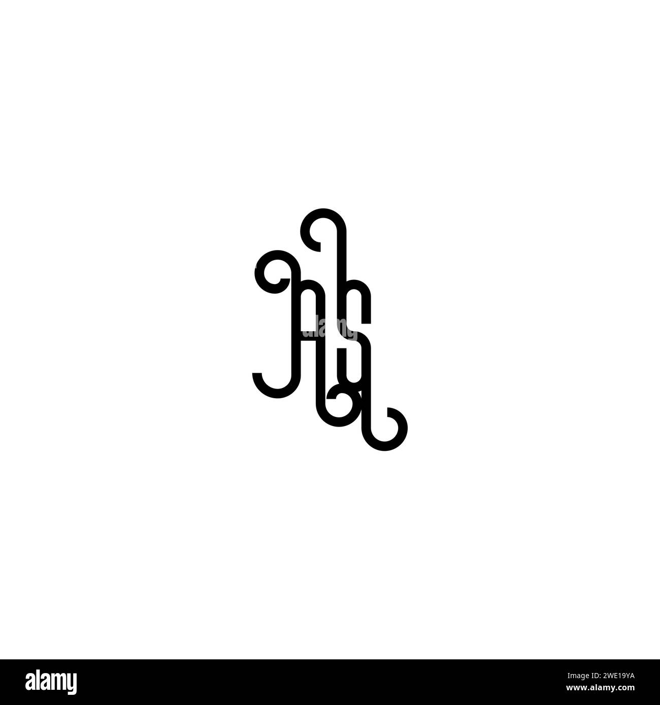 COMME simple concept incurvé conception initiale de logo de conception noir et blanc fond Illustration de Vecteur