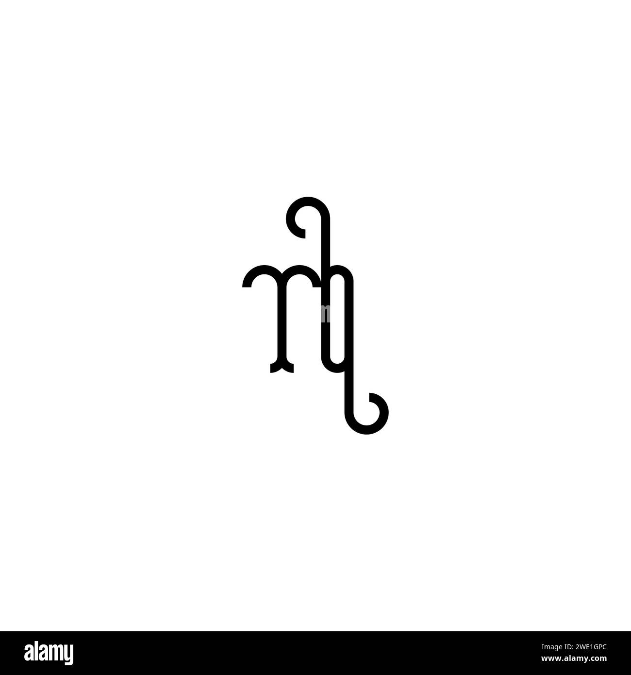 AU concept incurvé simple conception initiale de logo de conception noir et blanc fond Illustration de Vecteur