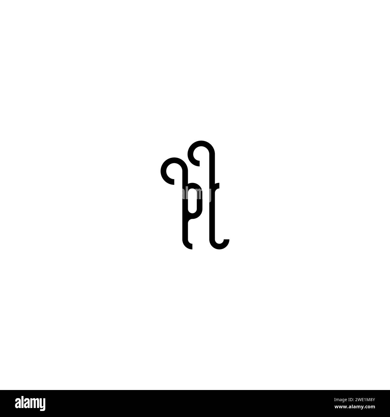 PL simple Curved concept initial logo design fond noir et blanc Illustration de Vecteur