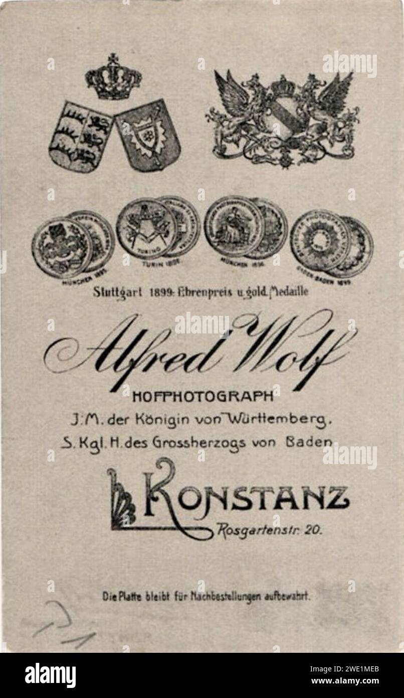 Alfred Wolf - Mann mit Glatze, langem Schnurrbart und kleinem Kinnbart (CDV nach 1899) R. Banque D'Images