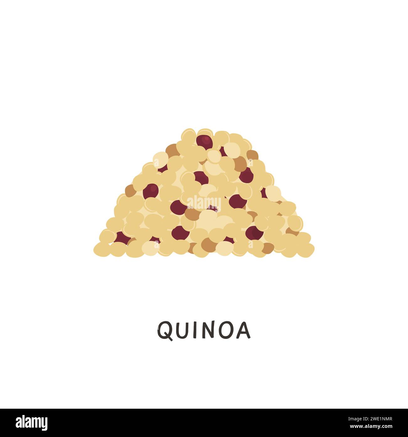 Pile de graines de quinoa crues mélangées. Aliment protéiné végétalien à grains tricolore sans gluten. Produit superalimentaire biologique pour une nutrition saine sur fond blanc. VE Illustration de Vecteur