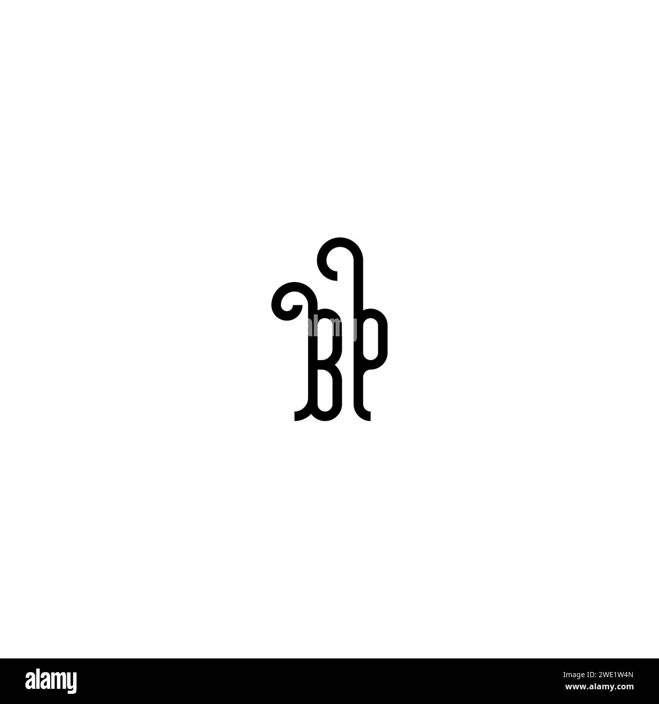 BP simple Curved concept initial logo design fond noir et blanc Illustration de Vecteur