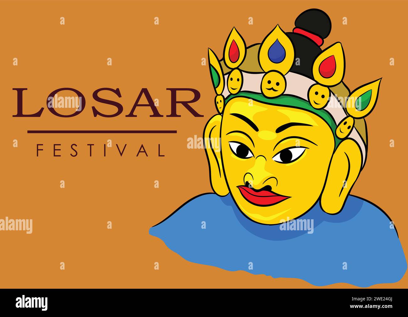 Affiche d'illustration vectorielle du festival tibétain du nouvel an Losar, festival populaire de l'Arunachal Pradesh. Illustration de Vecteur
