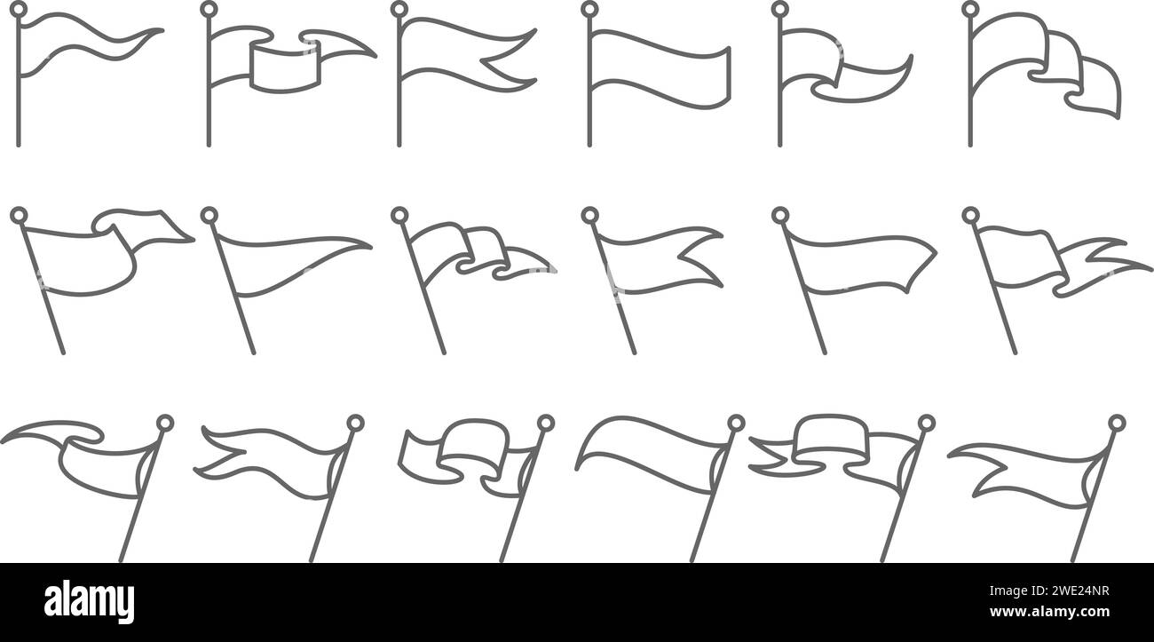 Contour fanions sur blanc Illustration de Vecteur
