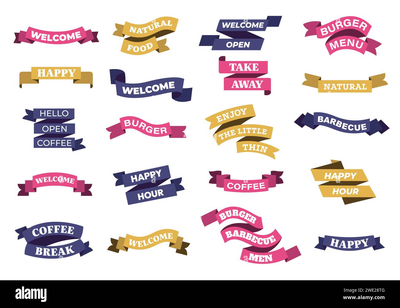 Bannière ruban avec texte. Rayures recourbées antiques pour la conception de carte, badge simple vintage avec texte. Conception d'élément décoratif d'invitation de vecteur Illustration de Vecteur