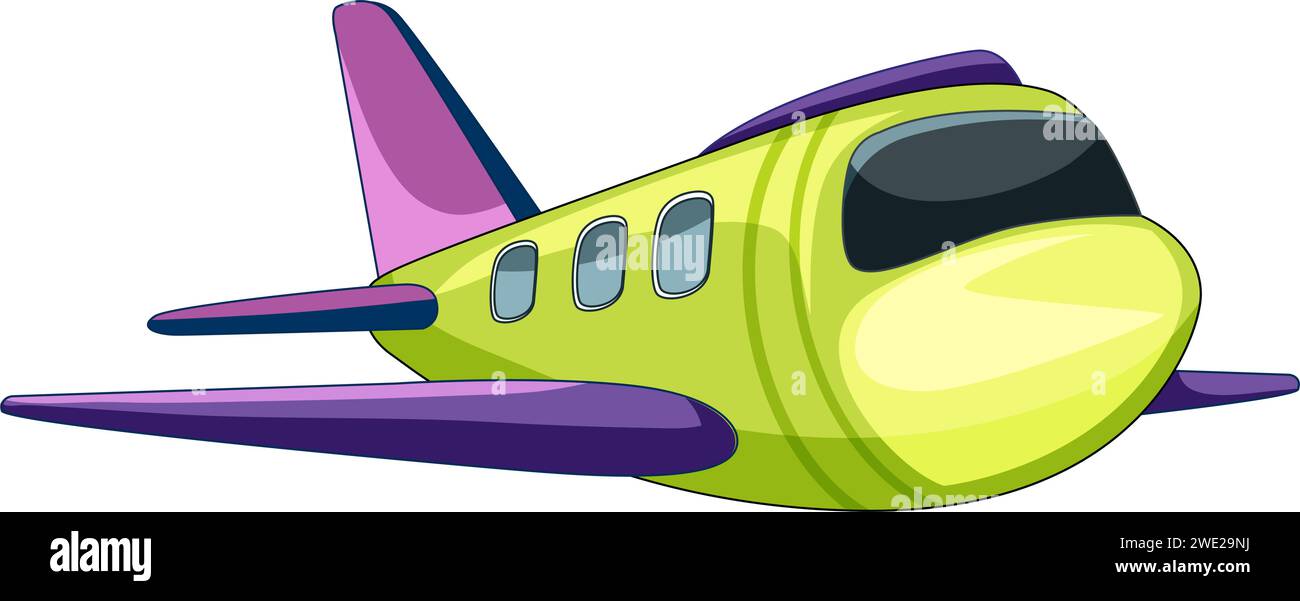 Illustration d'avion de dessin animé de couleurs vives sur blanc Illustration de Vecteur