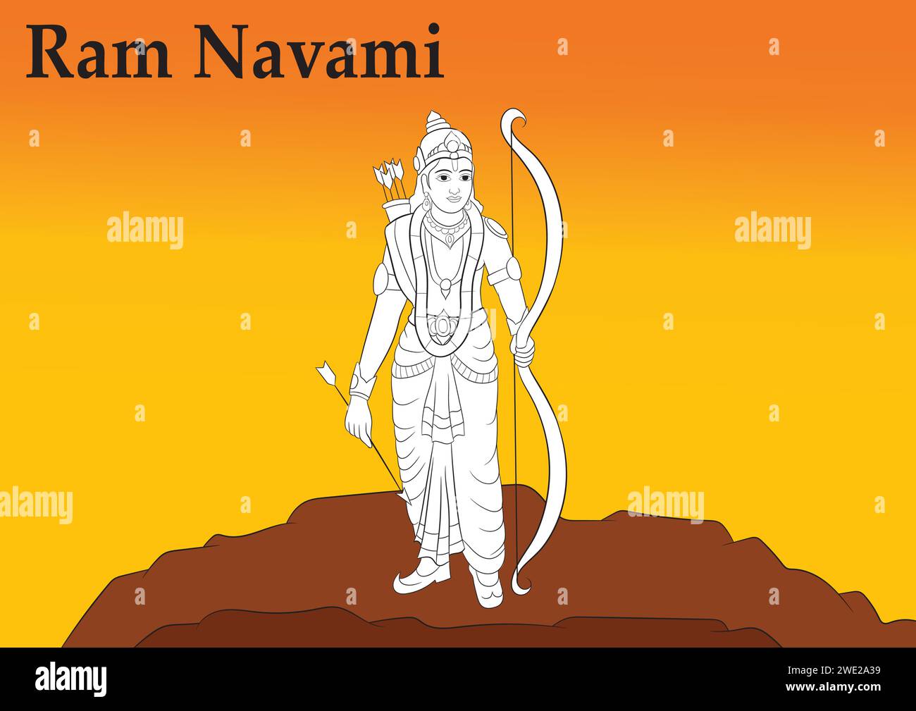 Joyeux festival navami bélier de l'inde. seigneur rama avec flèche Illustration de Vecteur