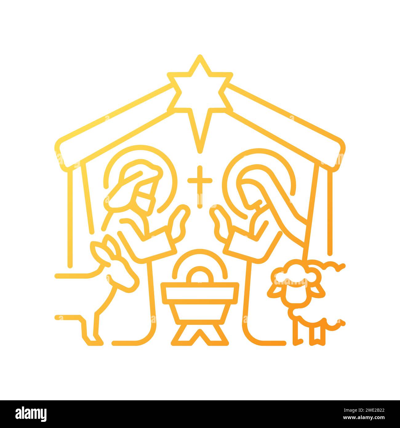 Icône de vecteur linéaire dégradé de scène de nativité Illustration de Vecteur